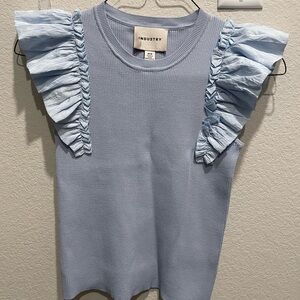 Industry Light Blue Ruffled Women's Top